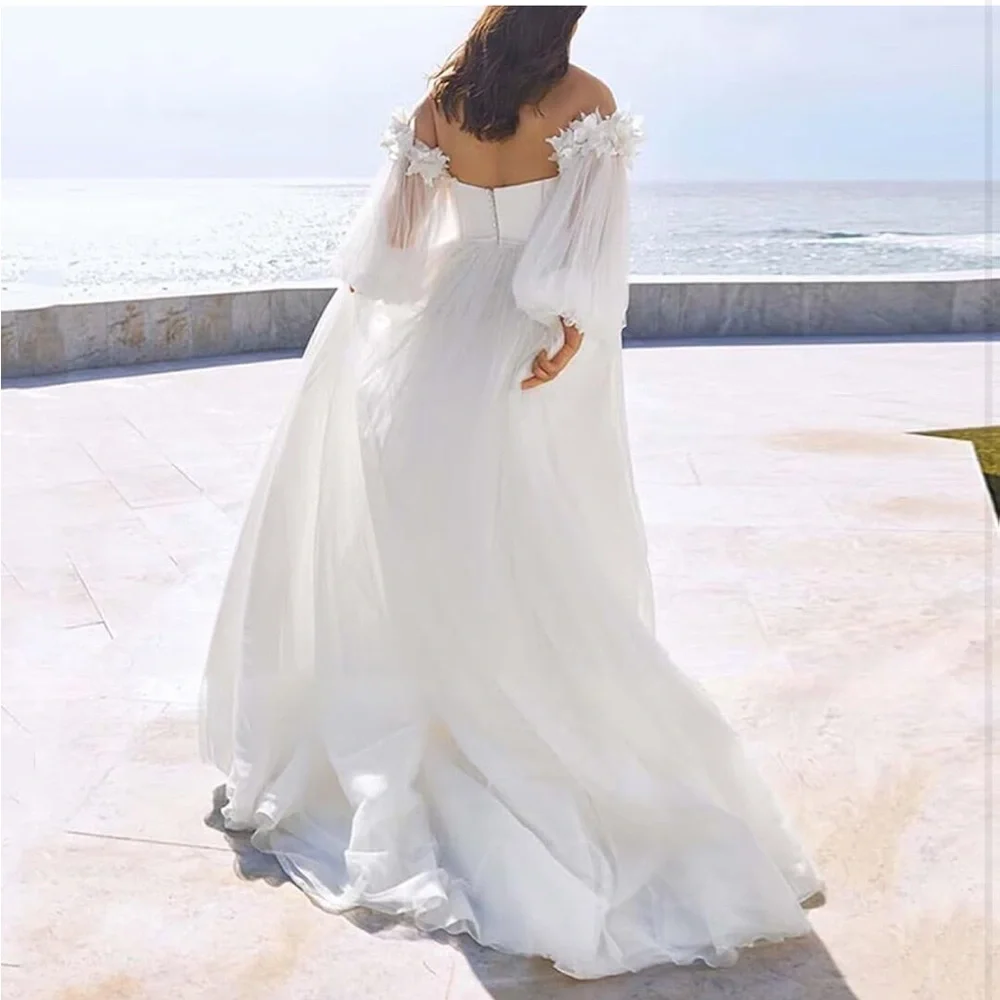 Elegant White Off-Shoulder White Dress - Picture 3 of 4